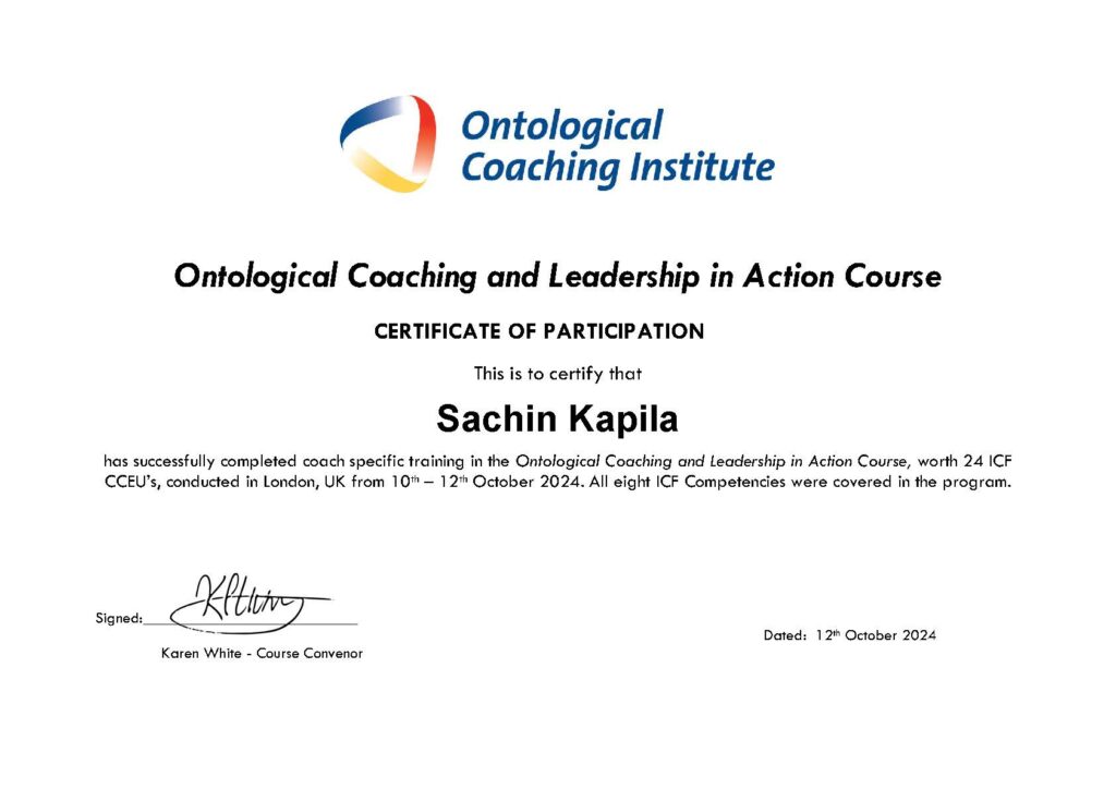 Sachin Kapila - Ontalogical Coaching institute
